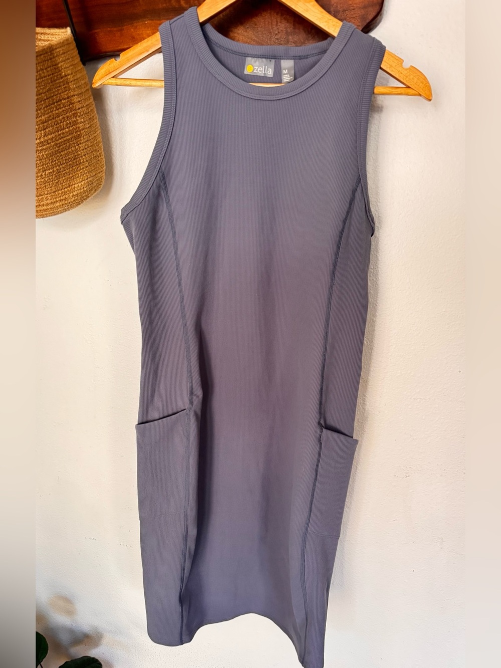 zella Live In Rib Pocket Dress Ribbed Sleeveless Medium